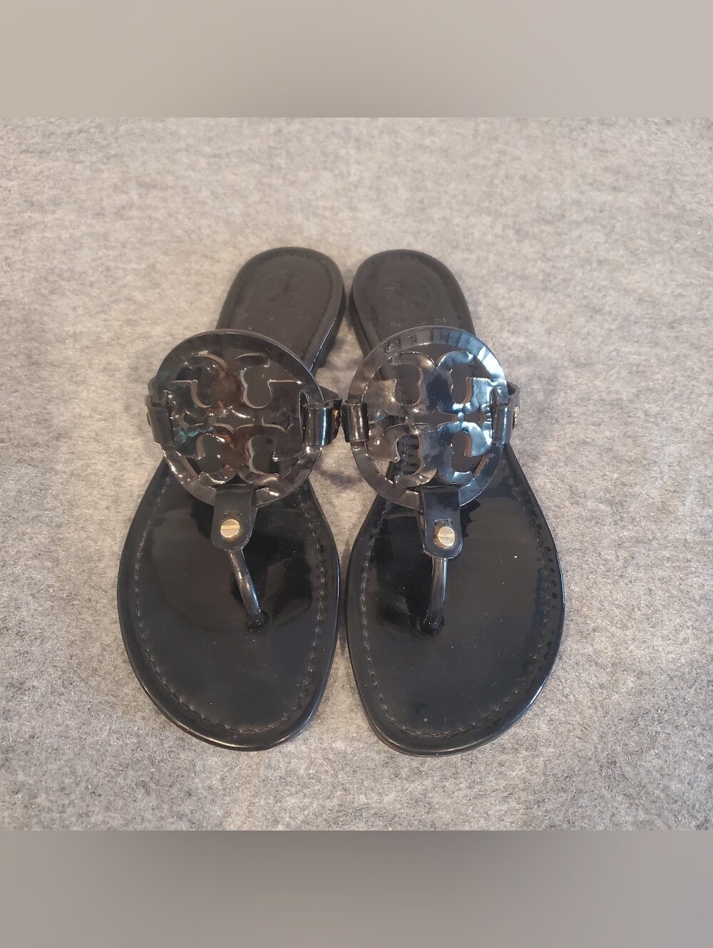 Tory Burch Miller Black Patent Leather Sandal Size 9